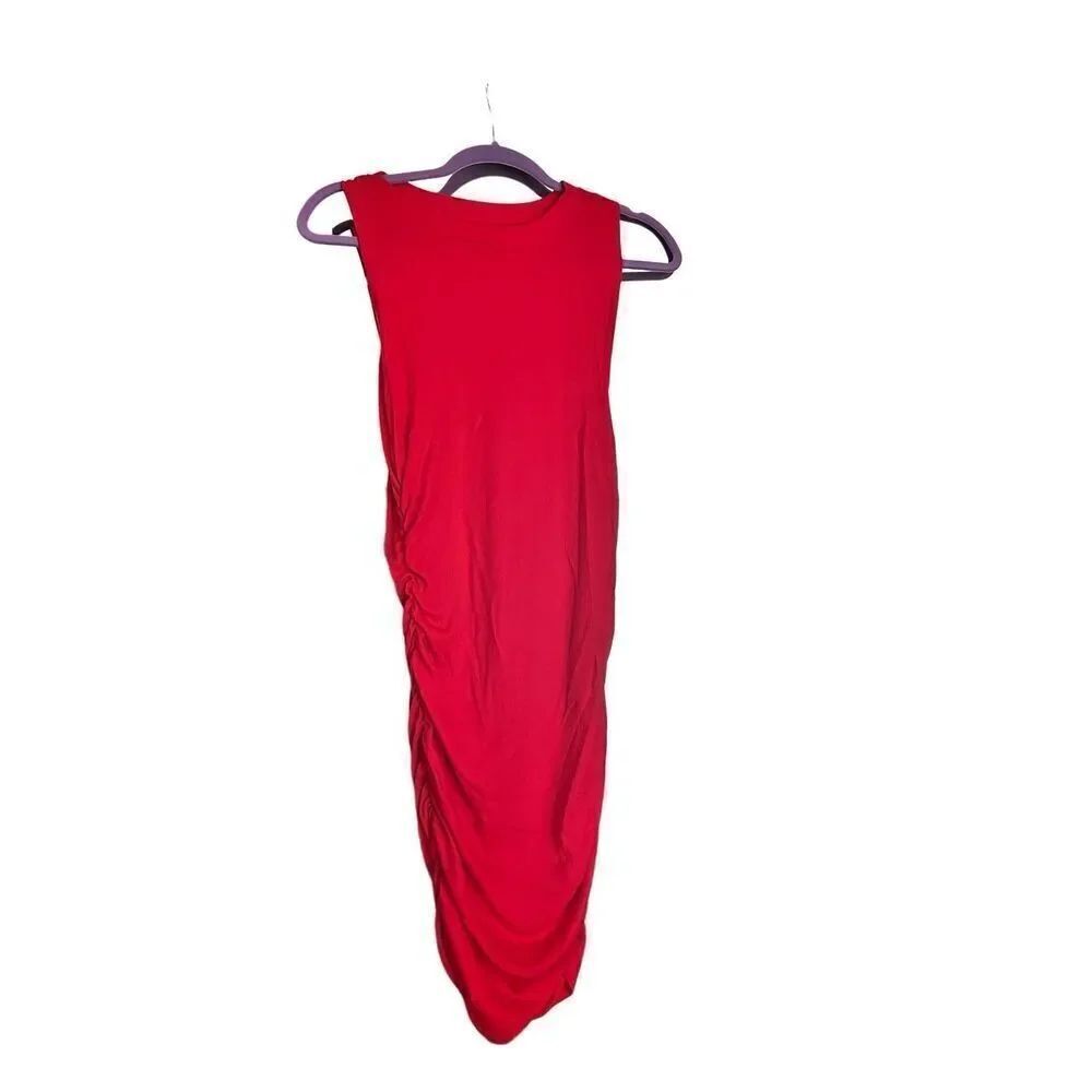 SHEIN Red Ribbed Ruched Scrunch Side Tank Dress NWOT Medium